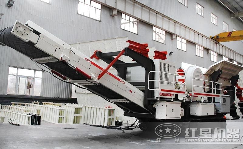 流動式石子粉碎機：履帶液壓驅動，遙控一鍵行走